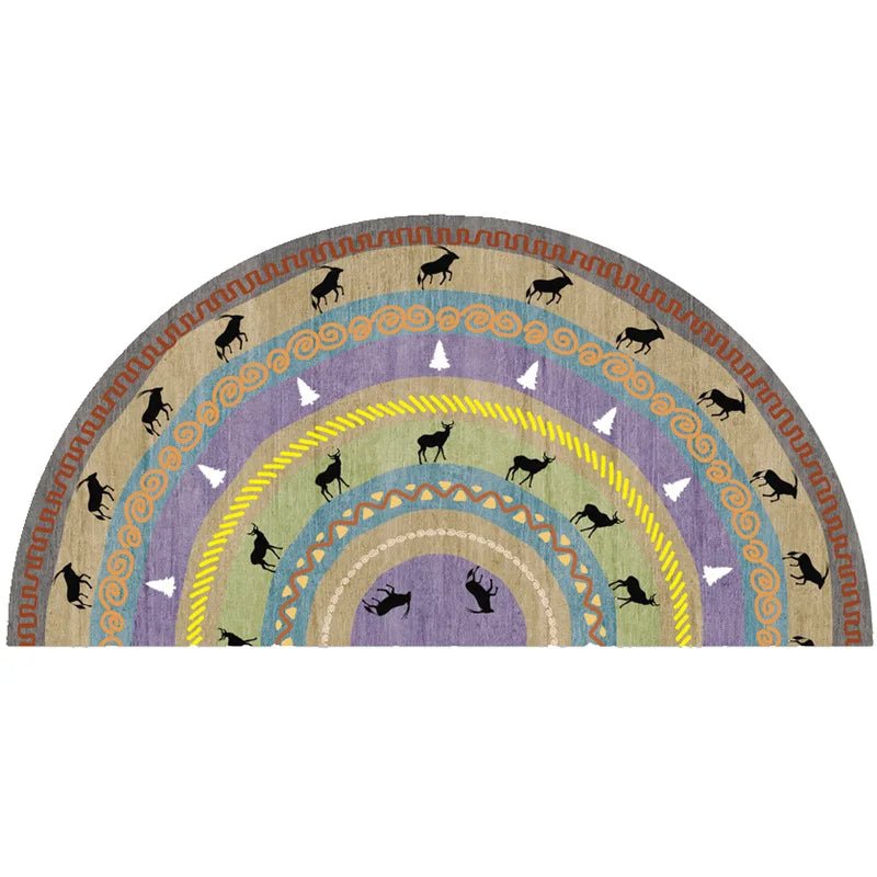 Geometric Semi-circular Anti-Slip Washable Bohemian Mat