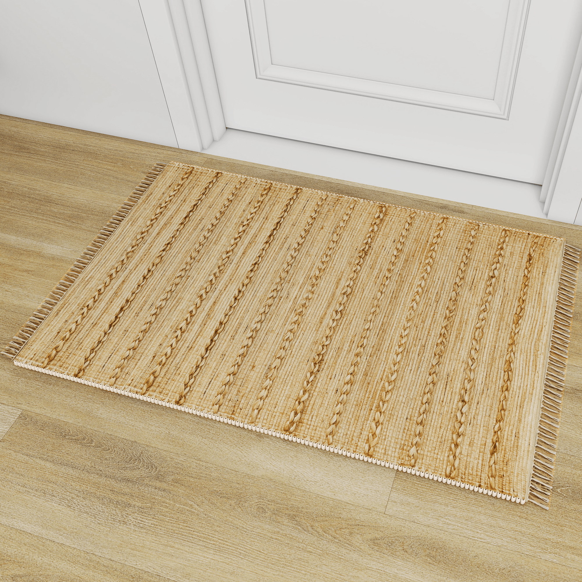 Handwoven 2x3 Ft Jute Rug – Natural Low-Pile Indoor Area Rug for Entryway, Kitchen, Bathroom – Traditional Bohemian Farmhouse Accent Décor