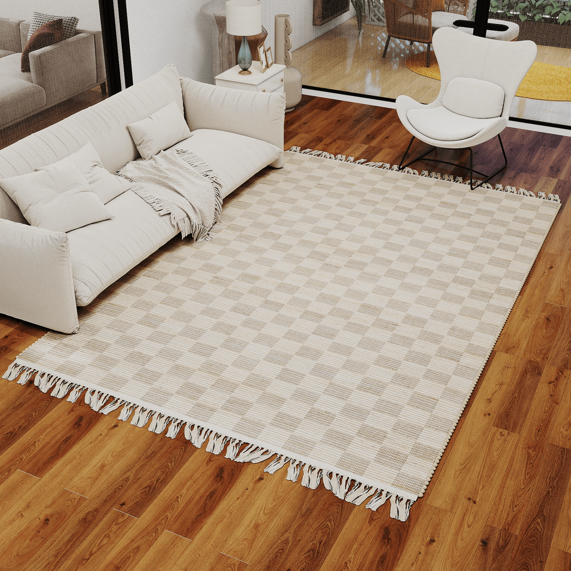 Handwoven Natural Jute Geometric Area Rug, 9'x12' – Premium 0.5-Inch Thick Carpet for Living Room, Bedroom, Dining, Kitchen, and Modern Farmhouse Décor