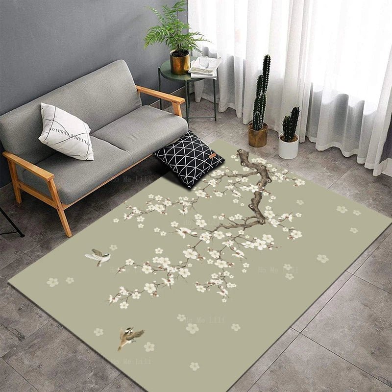 New Chinese Style Magnolia Tree Landscape Traditional Pattern Carpet - Home Decor