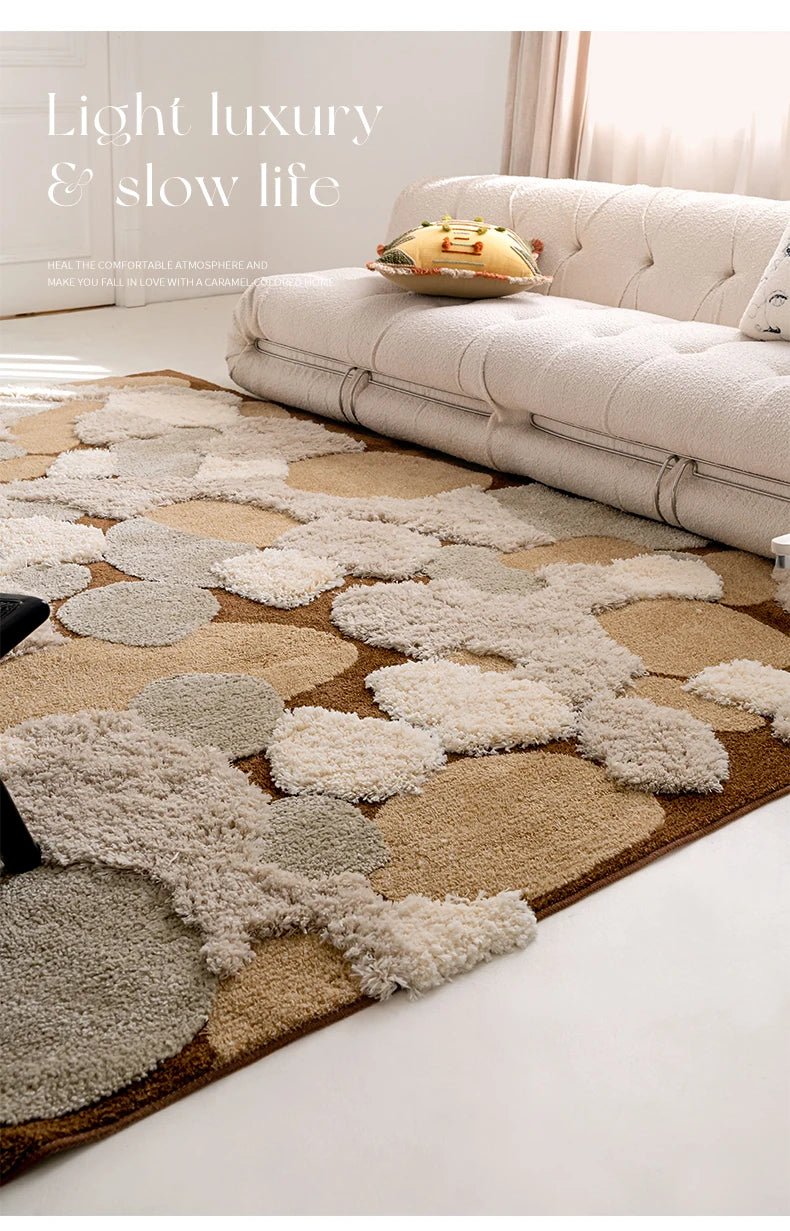 Aesthetic & Fluffy Rectangle Caramel Moss Carpet For Living Room