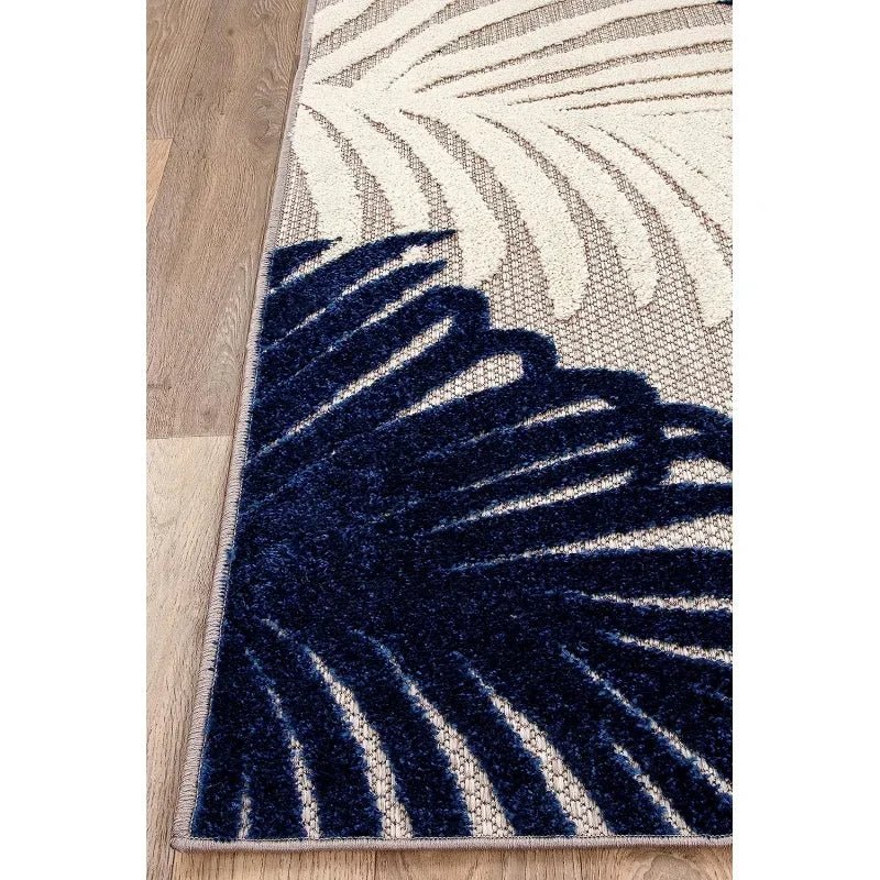 Lucca Contemporary Floral Indoor/Outdoor Area Rug 5' x 7' Navy