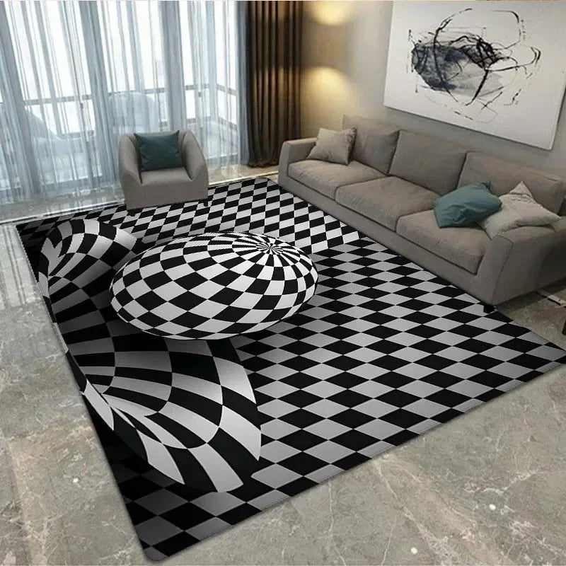 3D Vortex Illusion Abstract Geometric Optical Rugs - Non Slip & Modern