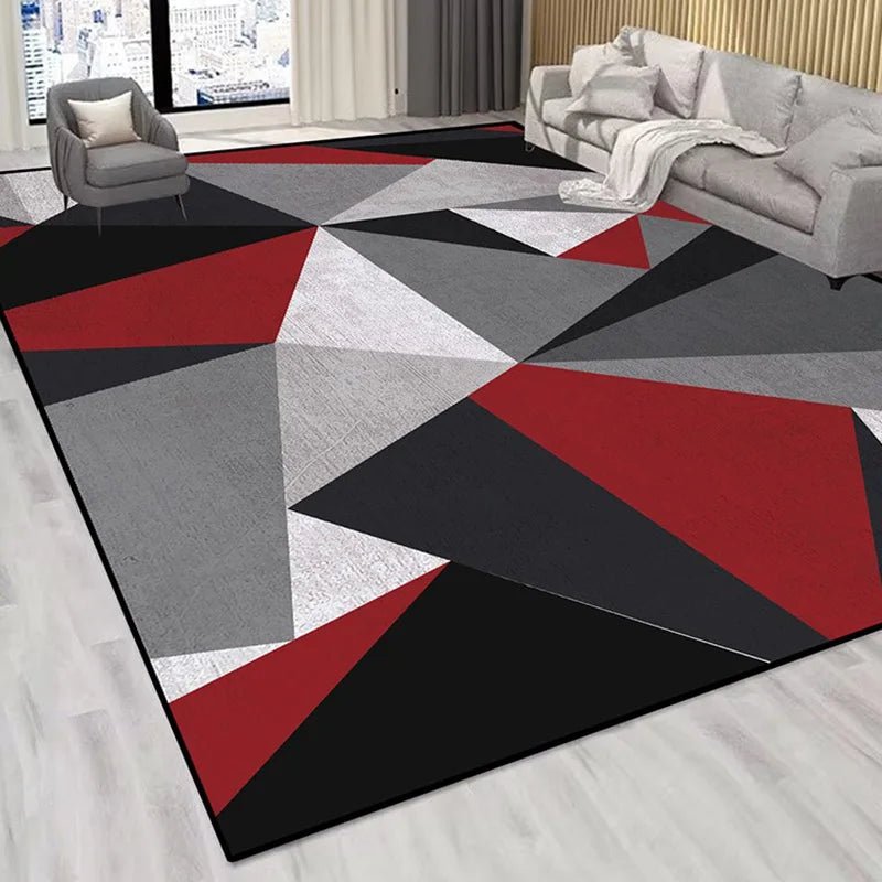 Modern Geometric Red Color Home Decoration Rugs