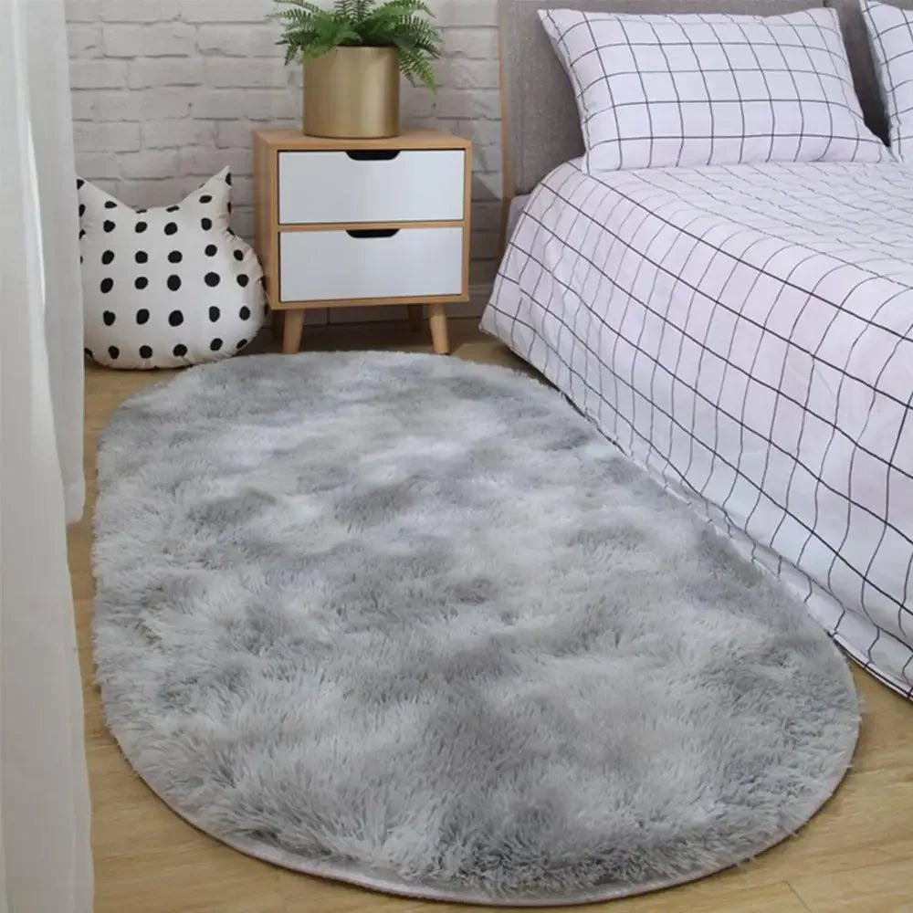 Fluffy Oval Plush Rug for kids Living Room - Home Decor