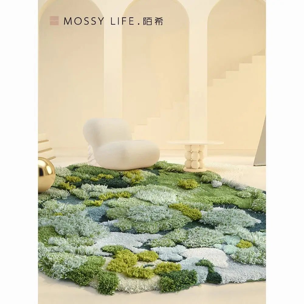 Premium Green Wool Living Room Corner Mat