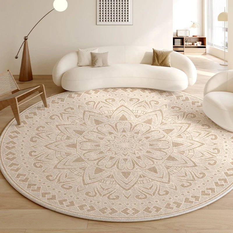 Floral Classical Cloakroom Rug - Round Shape & 100% Polyester