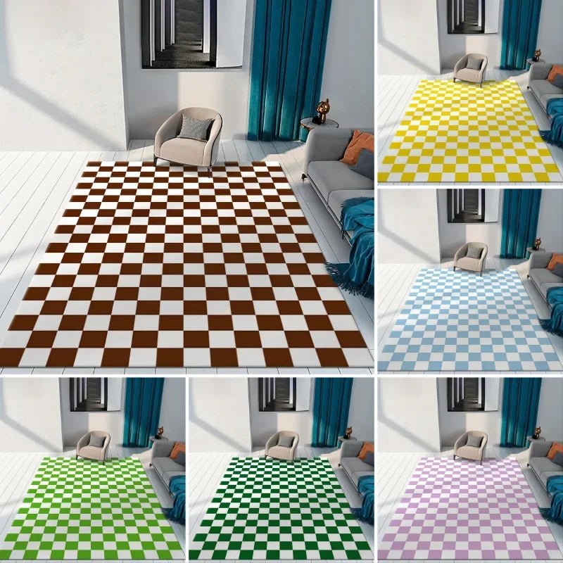 Checkerboard Plaid Carpet Moroccan Living Room Decoration Floor Mat Non-slip Home Bedroom Coffee Table Area Rug Hallway Doormat