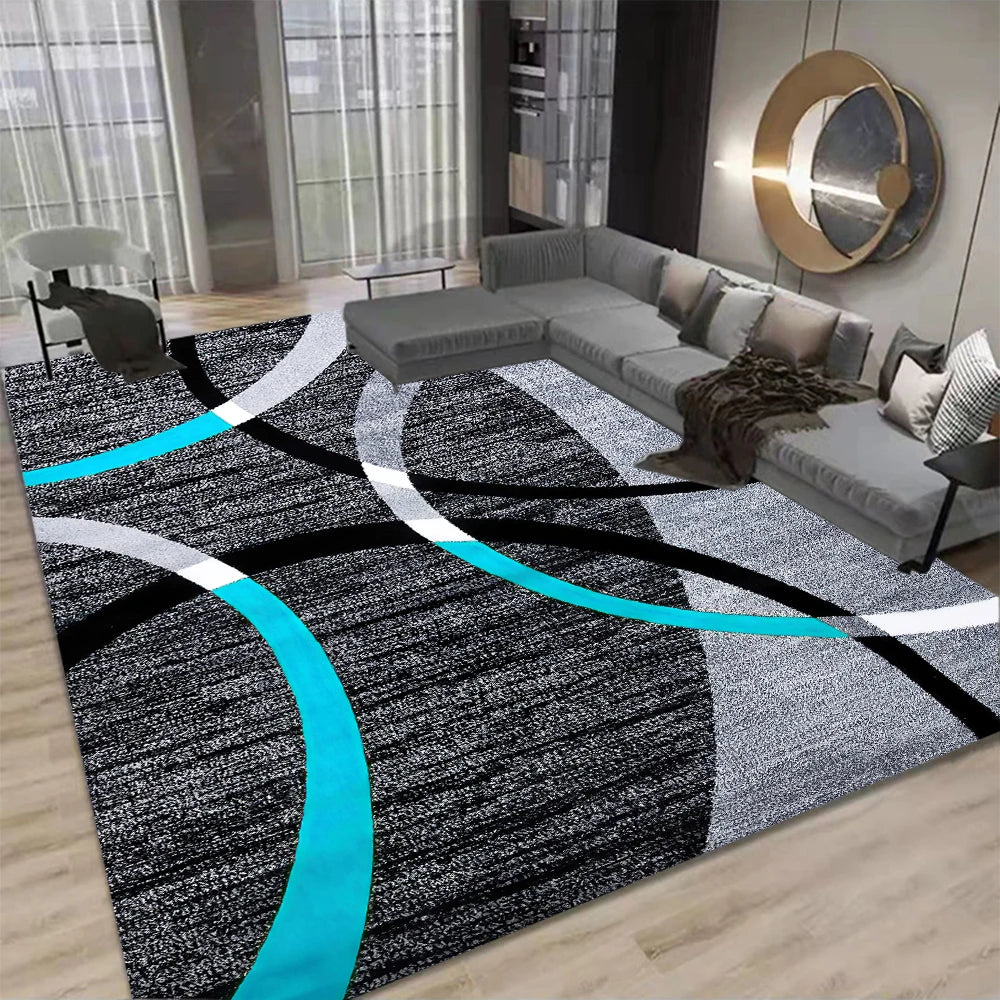 Abstract Geometric Swirls Carpet for Living Room - Flannel (Polyester)