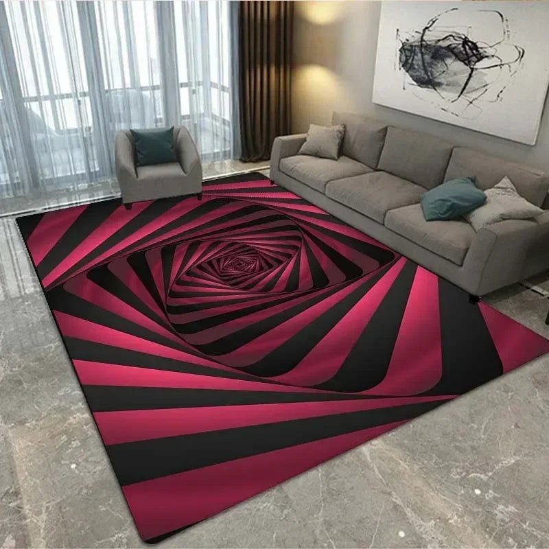 3D Vortex Illusion Abstract Geometric Optical Rugs - Non Slip & Modern