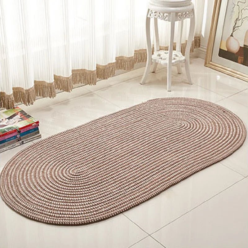 Vintage Handmade Oval Woven Rugs for Bedroom Living Room