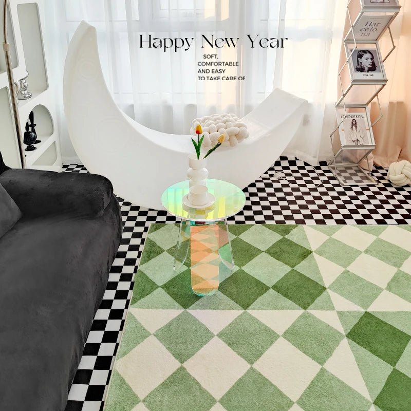 Classic Fashion Checkerboard Easy Care Living Room Rug