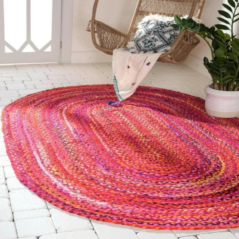 Classic Oval Living Area Carpets for Home & Living Room - Braided & Reversible