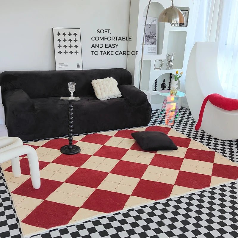 Classic Fashion Checkerboard Easy Care Living Room Rug