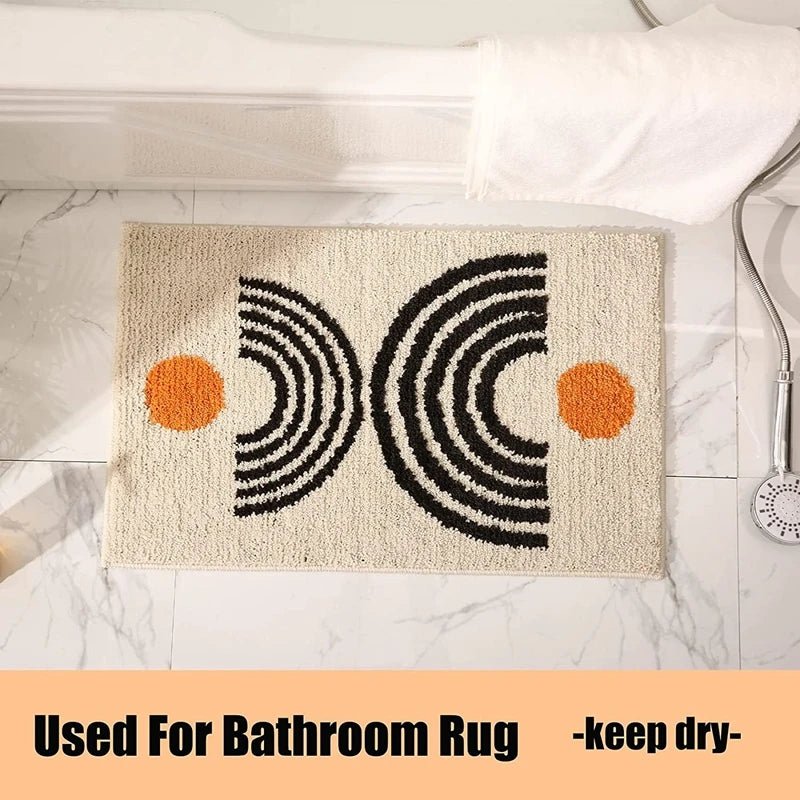 Inyahome Boho Luxury Soft Bath Rugs for Bathroom Microfiber Soft Non-Slip Bath Mats for Tube Washable Bath Carpet Plush Fluffy