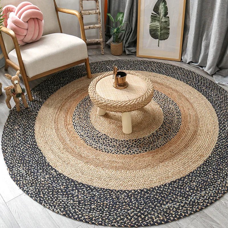 Livingroom Carpet Wear Resistant Durable Natural Jute - Rectangle Wilton Design