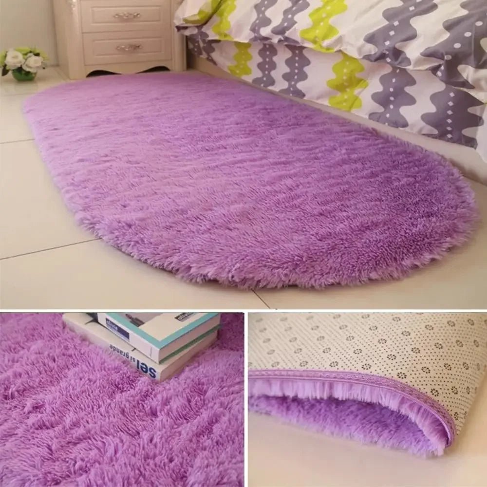 Fluffy Oval Plush Rug for kids Living Room - Home Decor