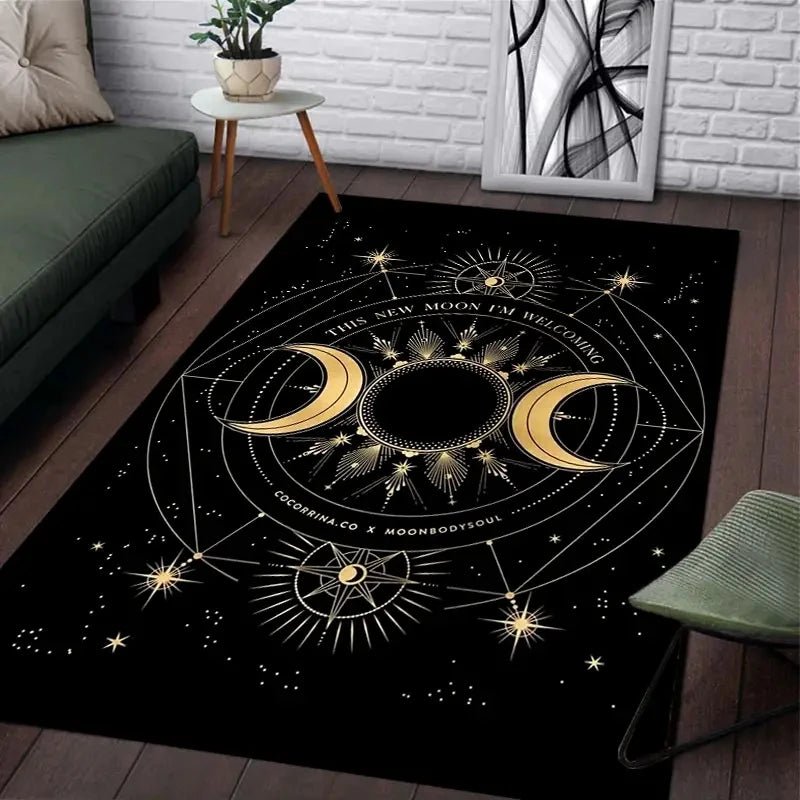 Witch Sun Moon Pentagram Altar Carpet for Living Room