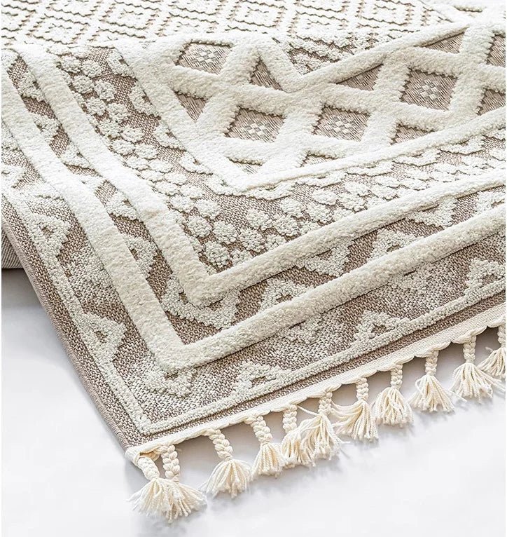 Moroccan Vintage Hand Woven Tassel Study Room & Bedside Soft High Quality Rug