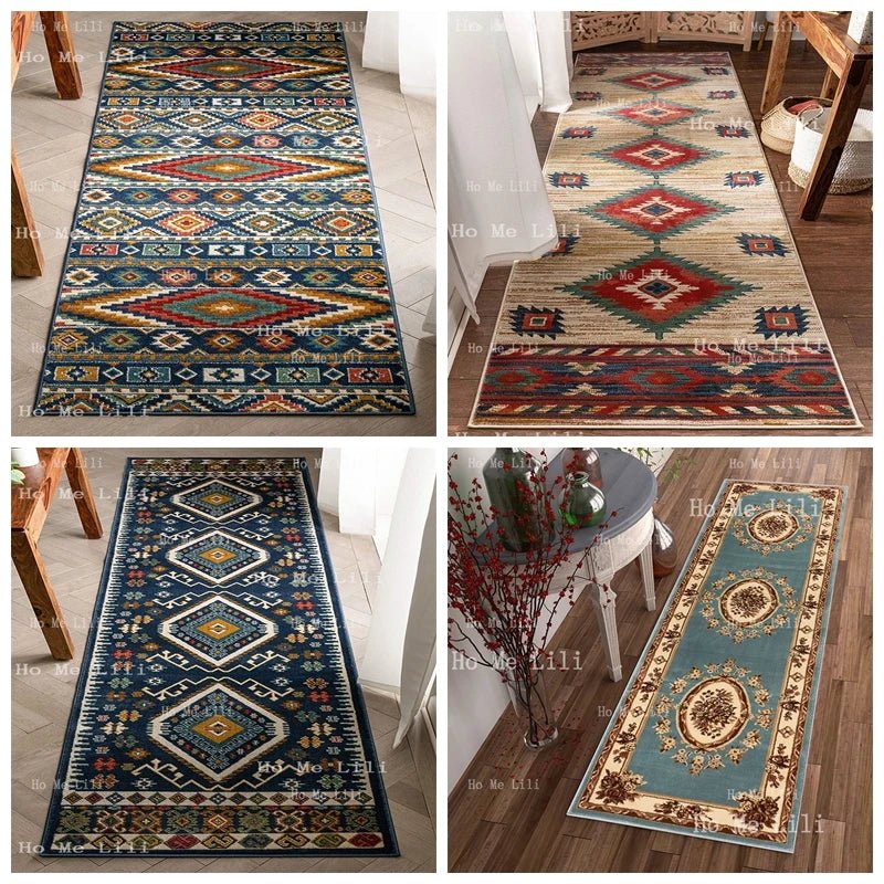 Multi Tribal Dark Blue Cream And Ethnic Colors Southwestern Traditional Rugs