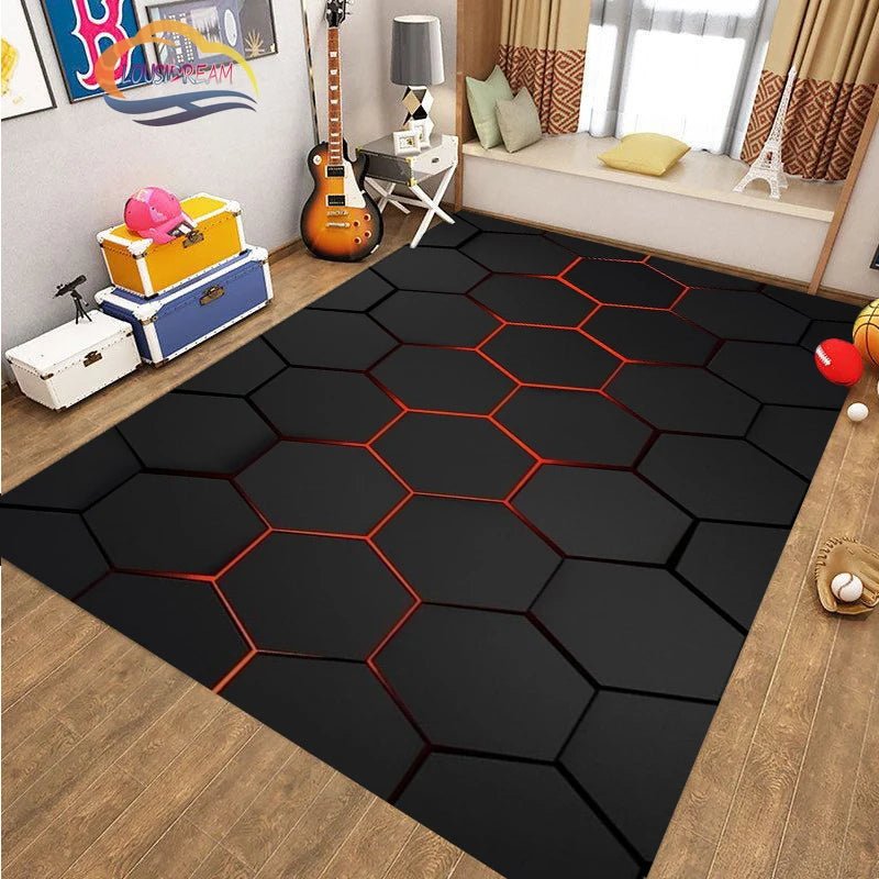 Hexagons Carpets for Home Play Gaming Room Decor - Premium Interior