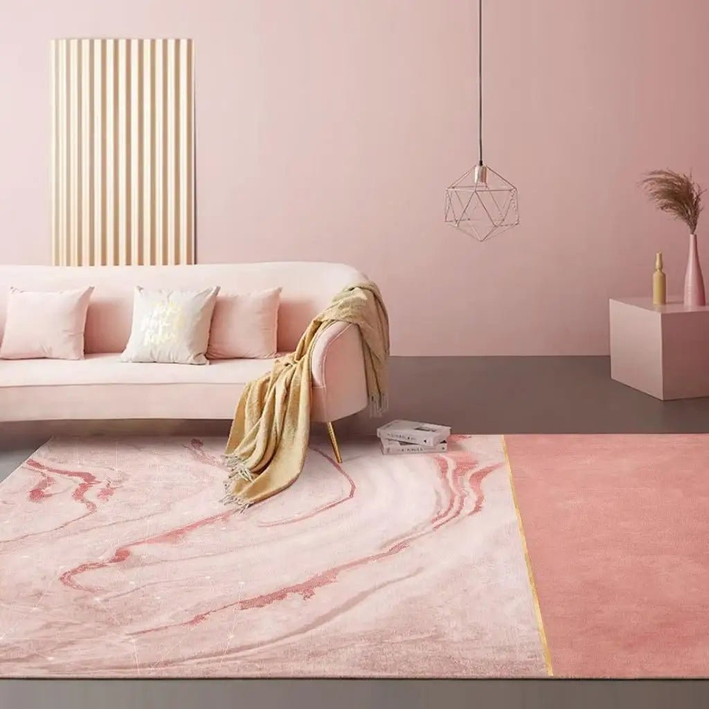 Fluffy Soft  Modern Minimalist Geometric Pink Floor Rug