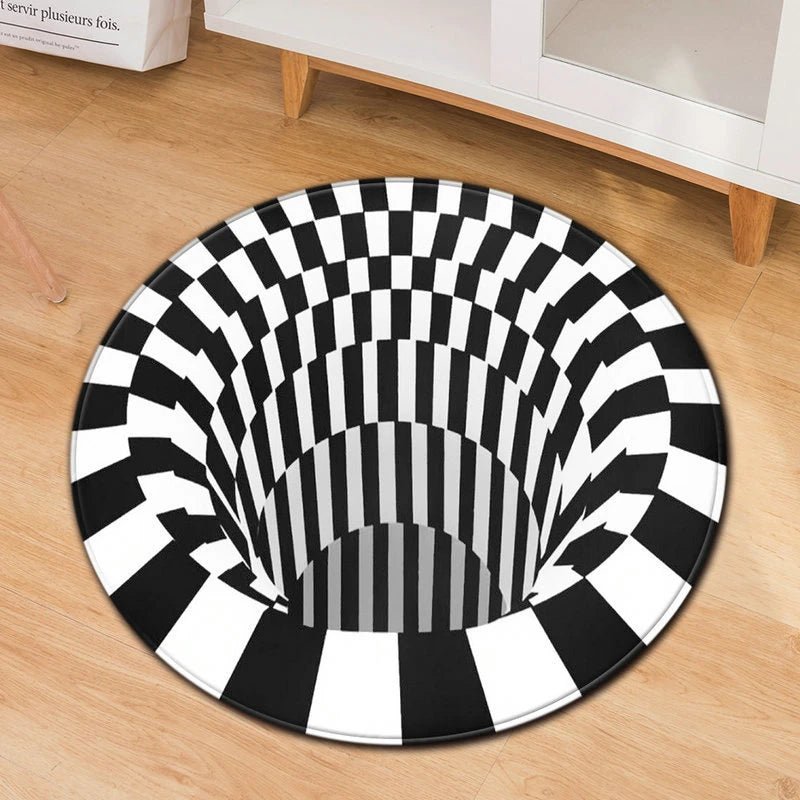 Modern Black Hole Print Pattern Round Rug - Geometric Home Decor