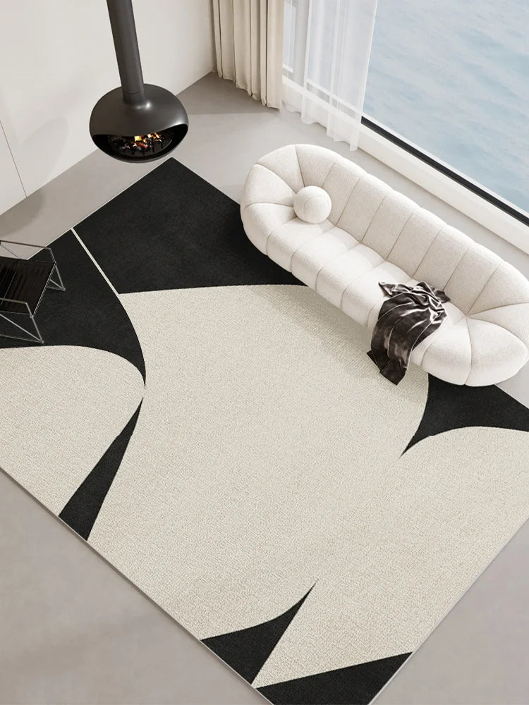 Modern Minimalist Black White Living Room Large Area rug