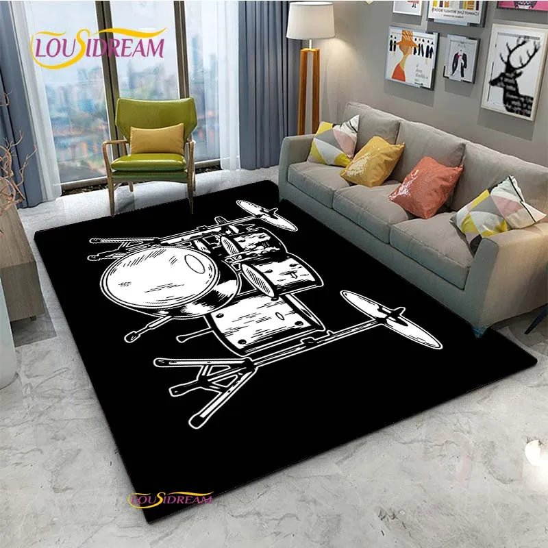 Vintage Black Music Notes Vinyl Carpet for Multi Use