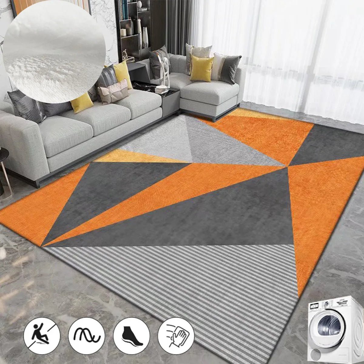 Light Luxury Geometric Fleece Fabric Area Rug - Home Decor