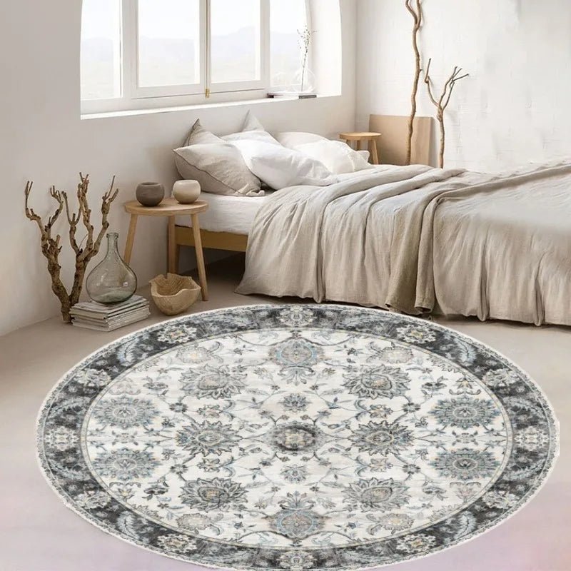 Bohemian Teal Floral Medallion Sweet Round Rug 3Ft