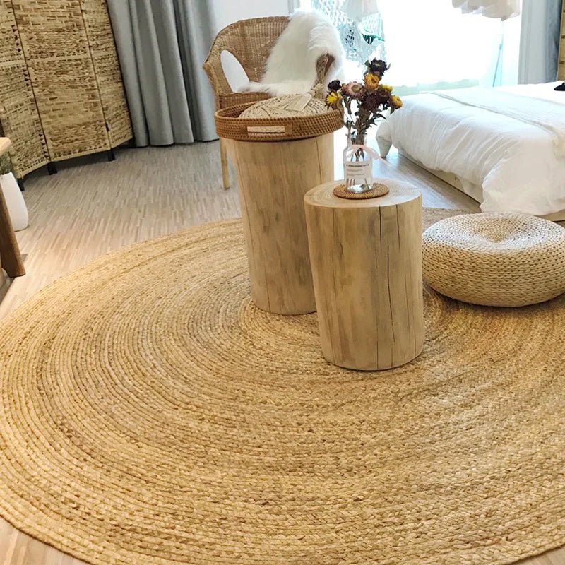 Kitchen Straw Natural Plants Round Carpets For Living Room