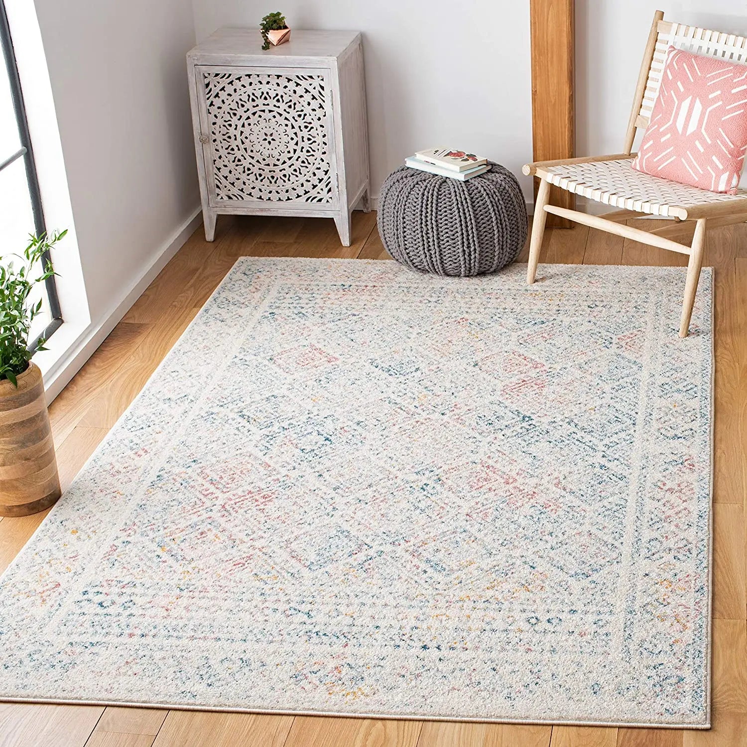 Moroccan Trellis Vintage Bedroom Anti-Slip Floor Mats - Waterproof Rugs