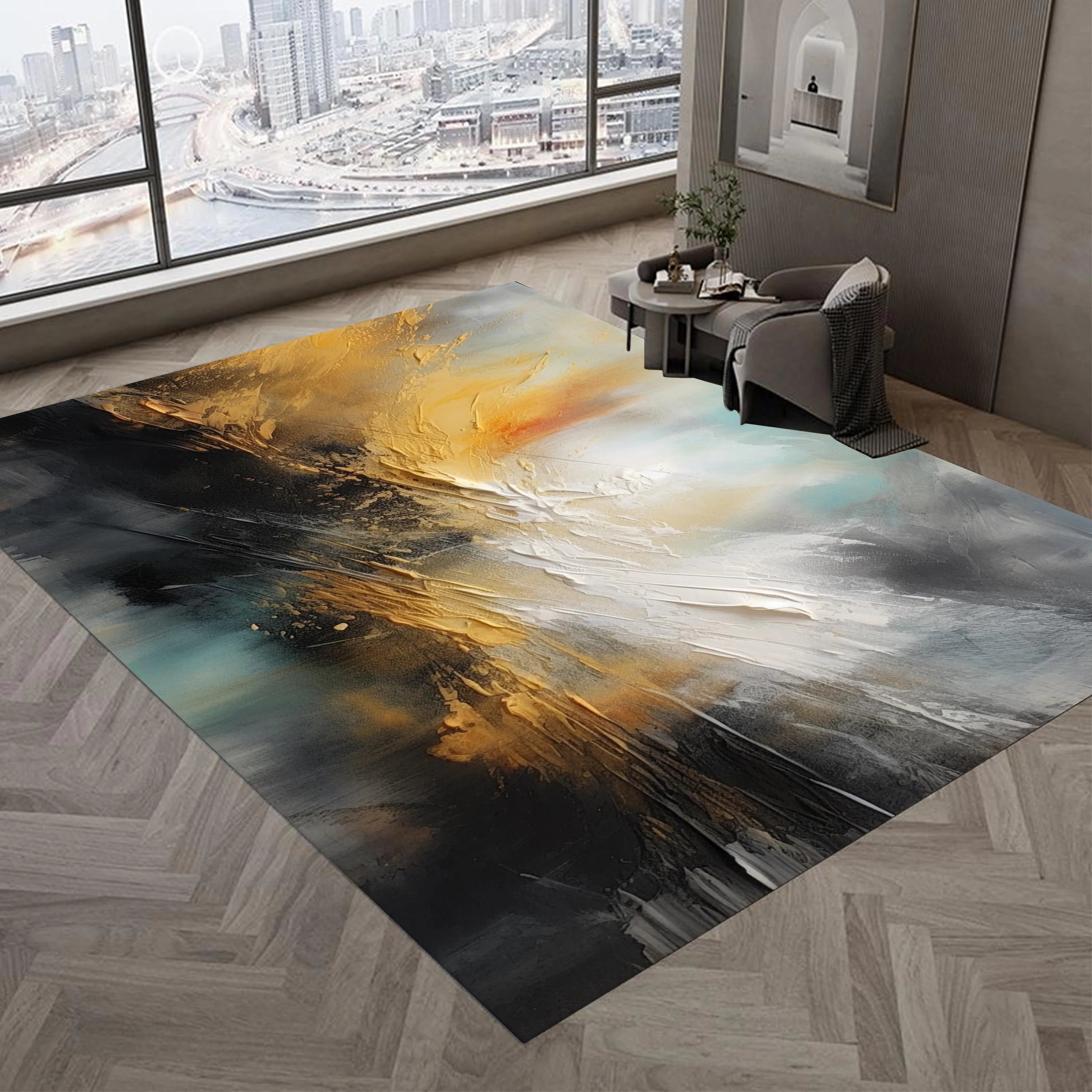 Modern Elastic Fluffy Living Room  Children's Room Rug