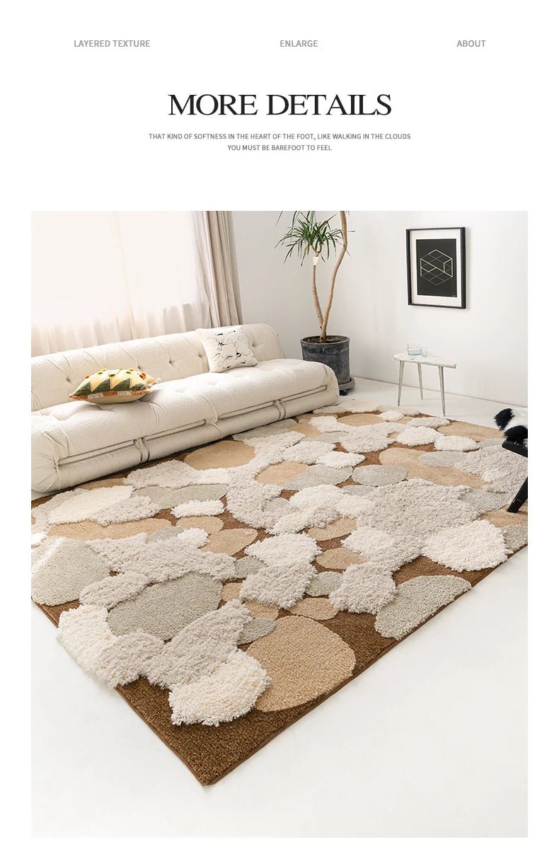 Aesthetic & Fluffy Rectangle Caramel Moss Carpet For Living Room