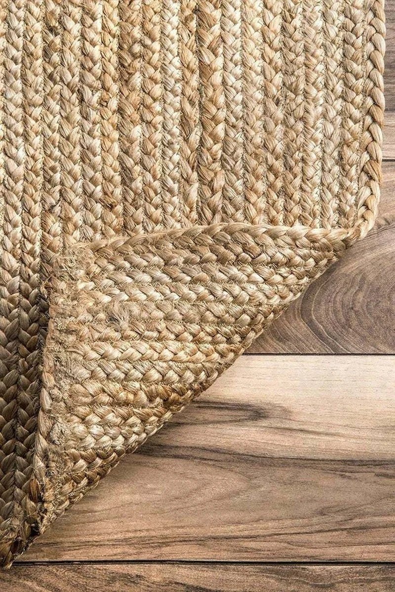 Natural Braided Jute Rug  Reversible Modern Living Area Outdoor Rugs