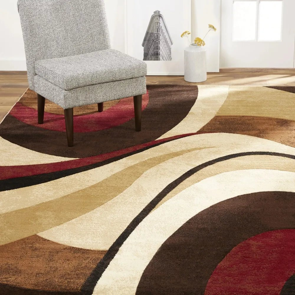 Tribeca Slade Contemporary Abstract Brown/Red Area Rug