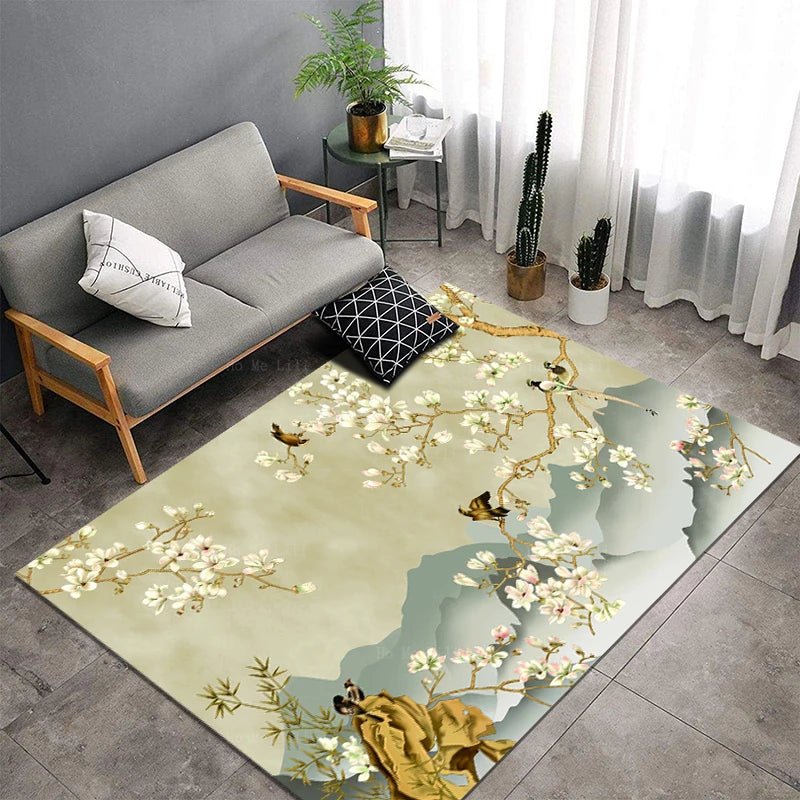 New Chinese Style Magnolia Tree Landscape Traditional Pattern Carpet - Home Decor