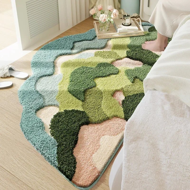 Forest Patterned Flocked Modern Bedside Plush Carpet