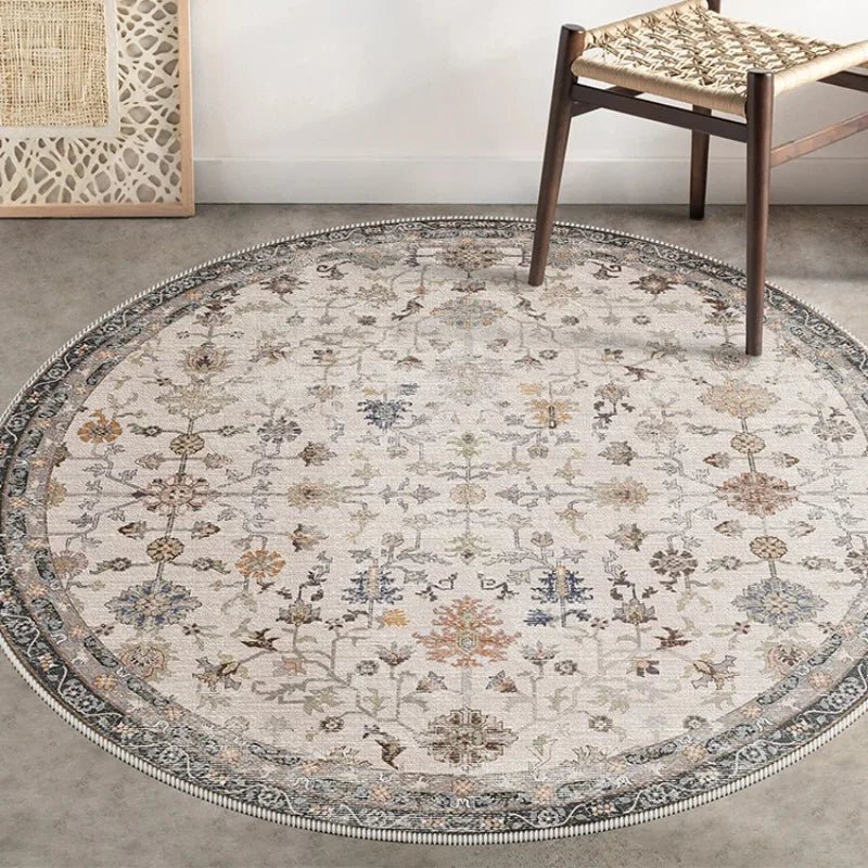 Foldable Machine Washable Vintage Round Living Room Rugs