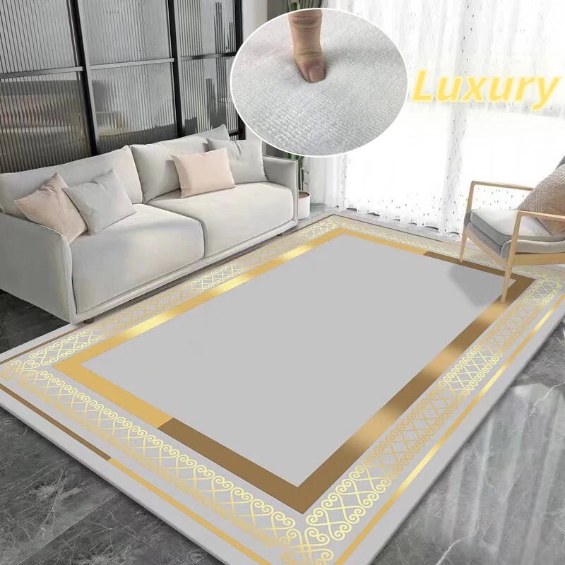 Nordic Minimalist Geometric Luxury Gold Frame Carpets for Living Room