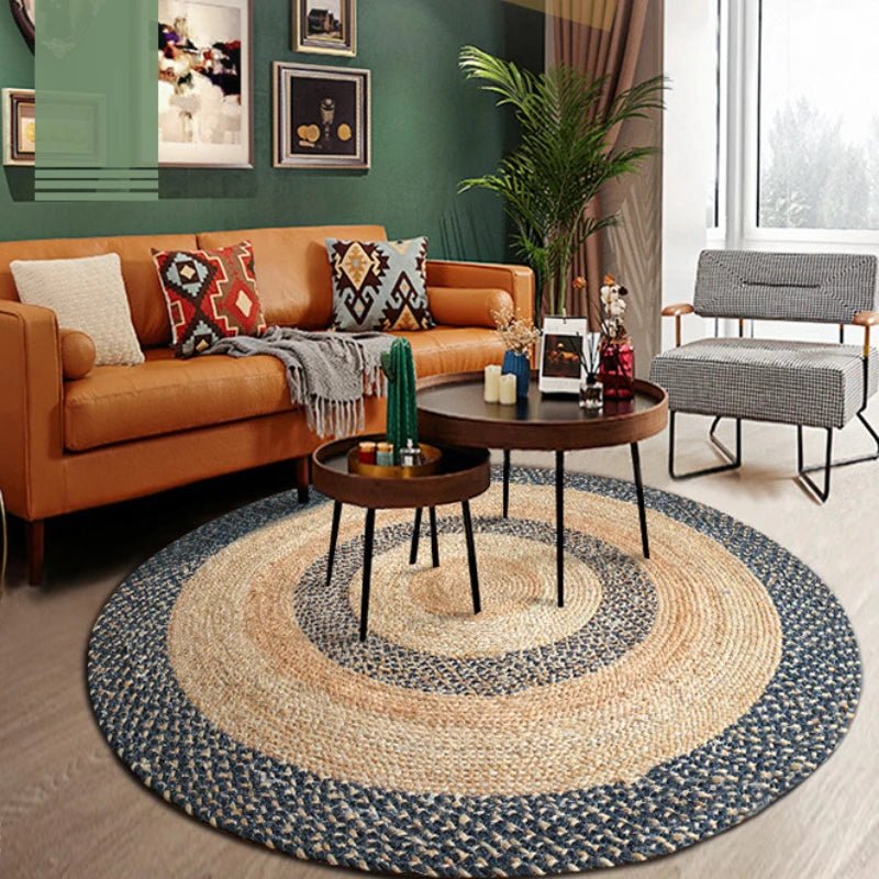 Livingroom Carpet Wear Resistant Durable Natural Jute - Rectangle Wilton Design