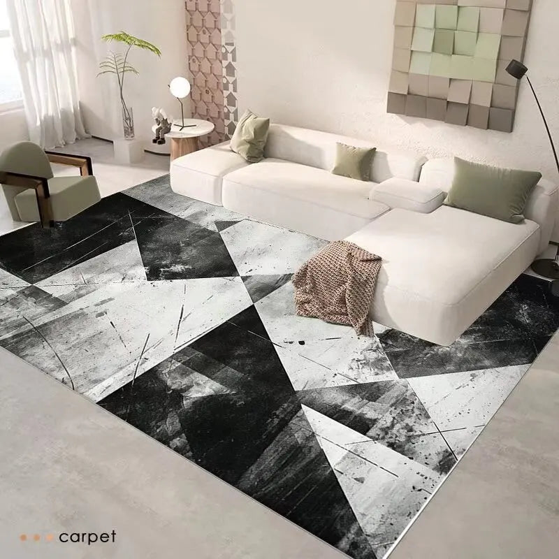 Modern Geometry Black Carpet Nordic Light Luxury Bedroom Decor