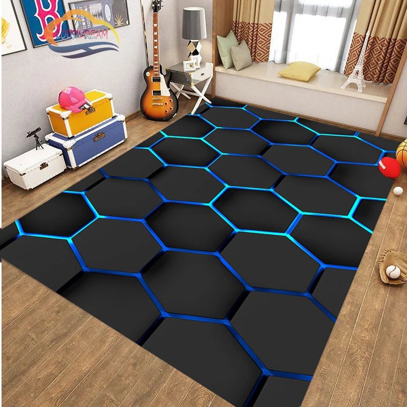 Hexagons Carpets for Home Play Gaming Room Decor - Premium Interior