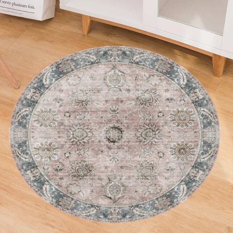 Bohemian Teal Floral Medallion Sweet Round Rug 3Ft