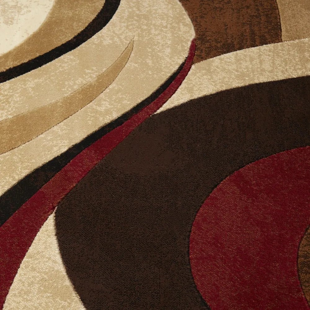 Tribeca Slade Contemporary Abstract Area Rug, Brown/Red, 39"x55"