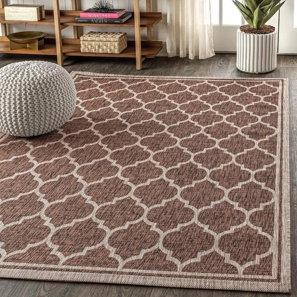 Trebol Moroccan Trellis Textured Weave Indoor Outdoor Rug - Modern Backyard