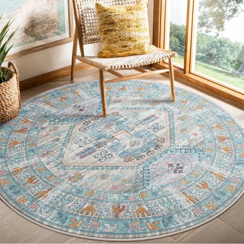 Foldable Machine Washable Vintage Round Living Room Rugs