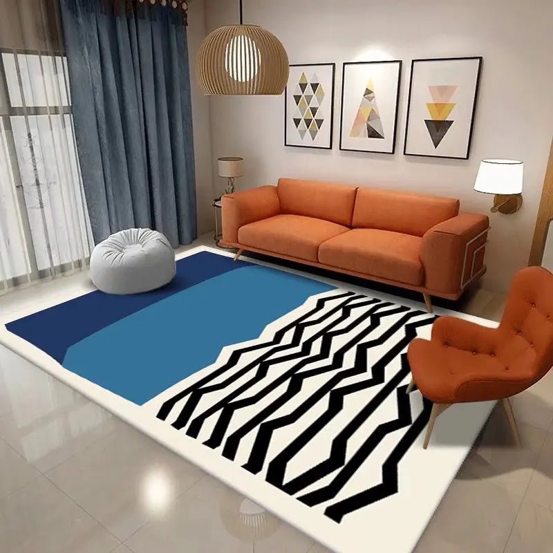 Easy Care Abstract Modern Minimalist Rugs for Bedroom