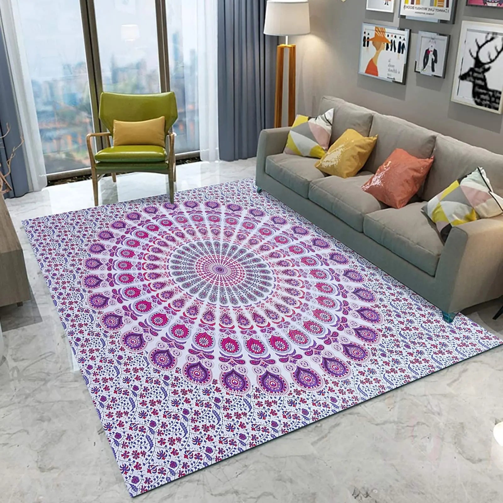 3D Moon Phase Tree of Life Carpet Area Rug - Sun and Moon Design